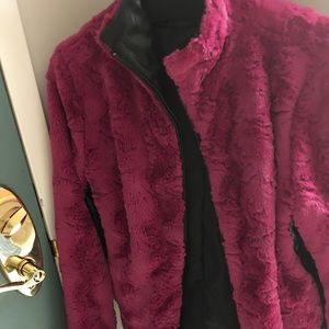 Faux fur and leather jacket